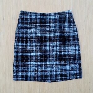 Ann Taylor Skirt Mini Pencil Plaid Old Money Career Chic Wool Blend‎ Women's 2